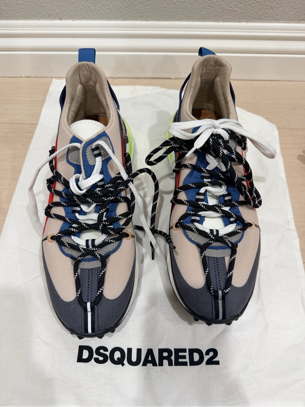 DSQUARED2 Men's Beige, Blue & Black Trail Sneakers